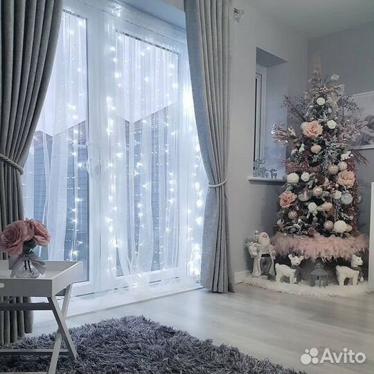 Гирлянда штора на окно