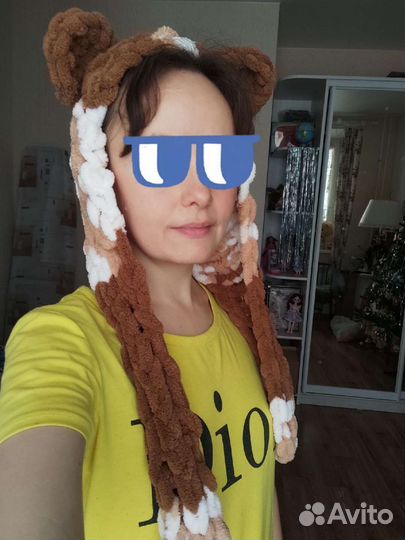 Шапка с ушками мишка