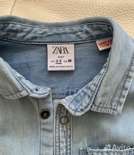 Джинсовая рубашка zara 98 104
