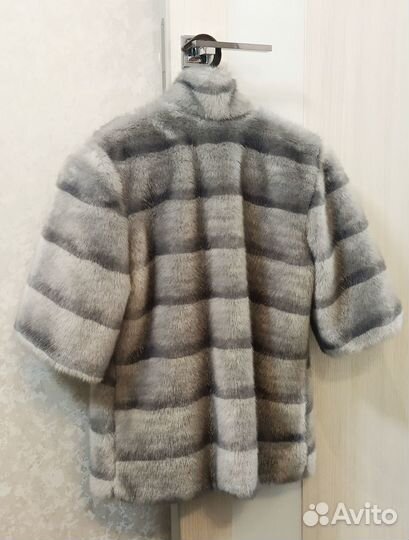 Шуба голубая норка искусственный мех 44-46 М