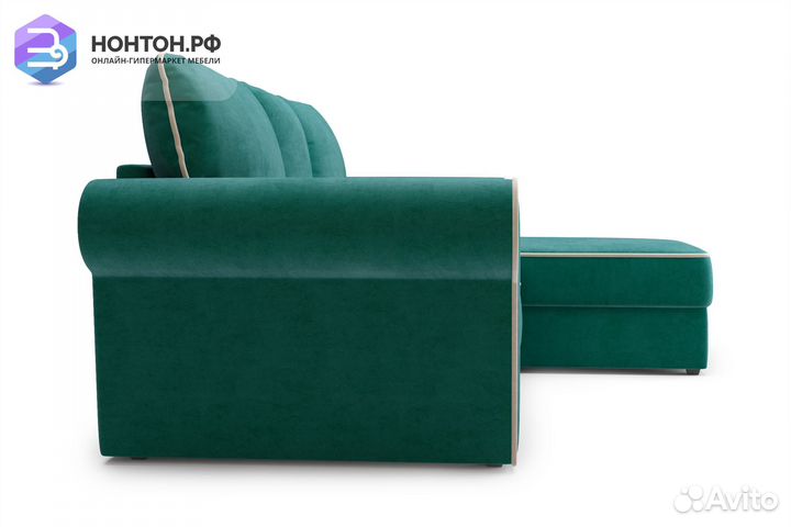 Диван угловой дельфин Прованс изумрудный