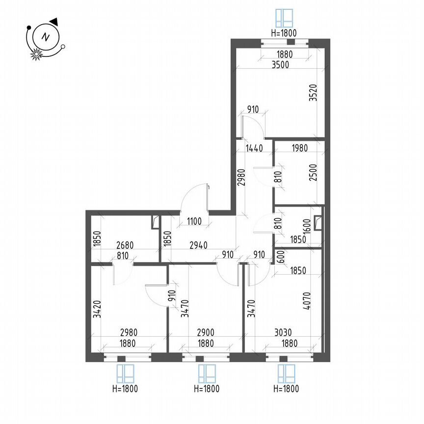 3-к. квартира, 69,6 м², 2/12 эт.