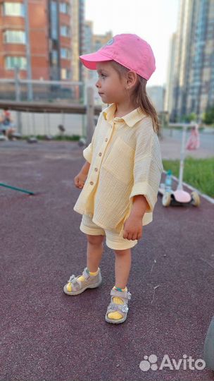 Муслиновый костюм рубашка и шорты Р.86