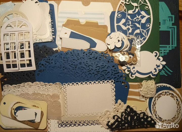 Синий набор вырубок для альбома.Скрапбукинг