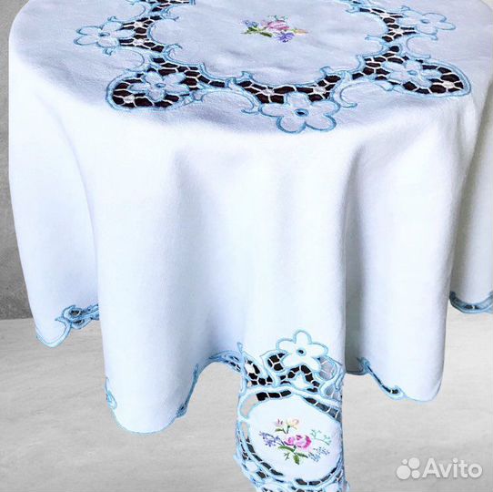 Скатерть лен с вышивкой, винтаж, Англия