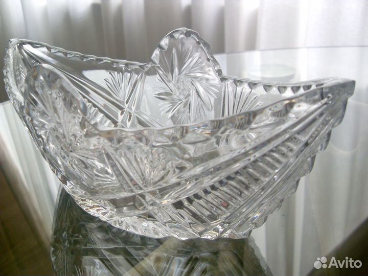 Ваза Ладья Хрустальная Хрусталь СССР Салатник