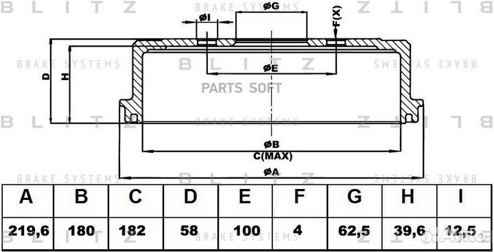 Blitz BT0102 Барабан тормозной