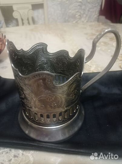 Подстаканник мельхиоровый СССР пальмы