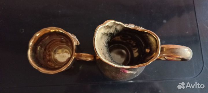 Кувшин 300мл и кружка 100мл глазурь под золото