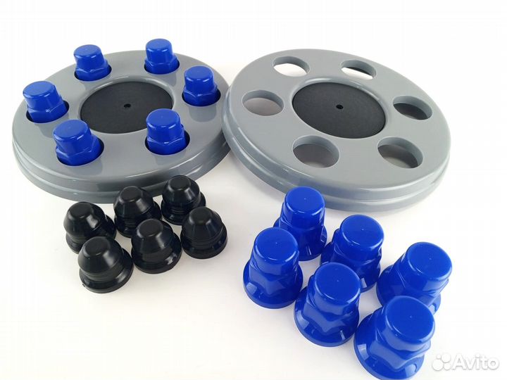 Колпаки серые на газель с синими колпачками