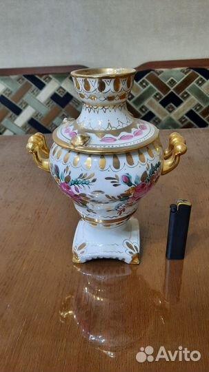 Фарфоровый самовар шкатулка. Старая Гжель