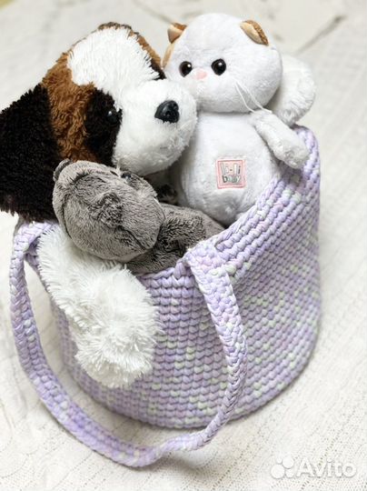 Детская корзина из трикотажной пряжи