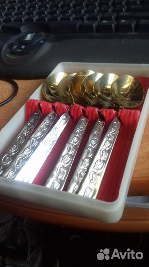 Ложка СССР,позолоченные чайные мельхиор,набор