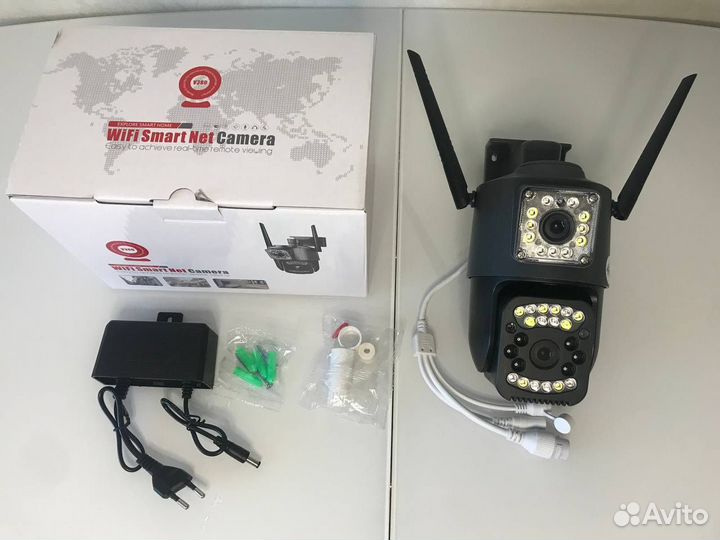 Камера видеонаблюдения 4G SIM Два объектива