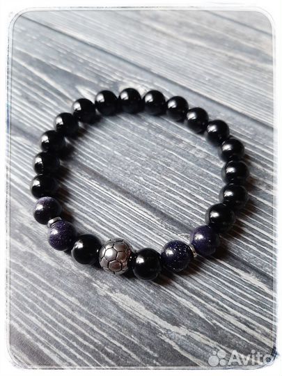 Браслет мужской оникс, авантюрин