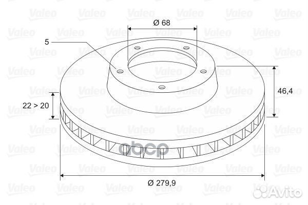 Диск тормозной передний valeo 297 582 297 582 V