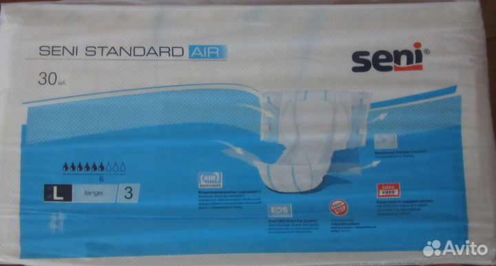 Подгузники для взрослых seni 3(L), tena 3(L)