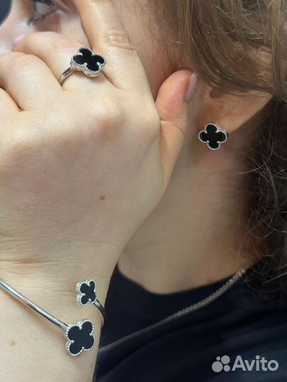 Серебро 925 Van Cleef Серьги, браслет, кольцо