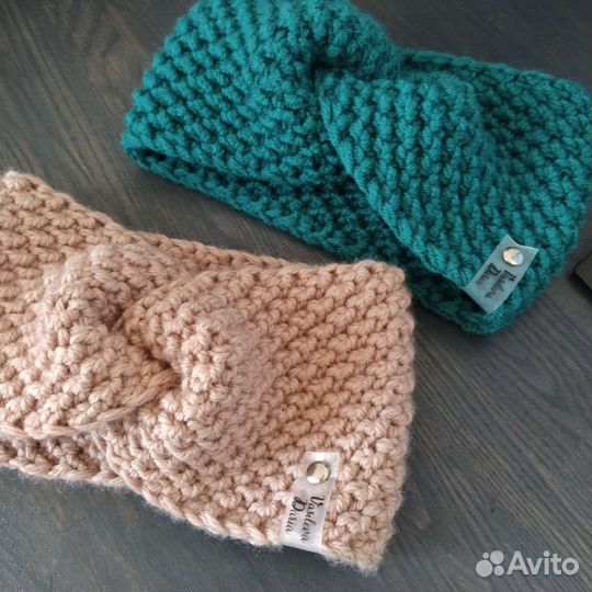 Повязка на голову бежевая