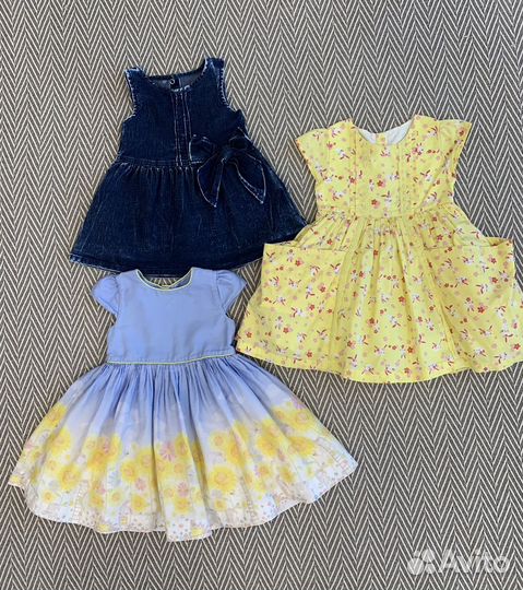 3 платья на девочку 86 см