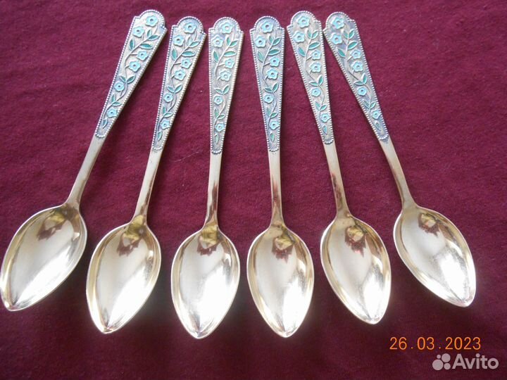 Ложки чайные серебряные с позолотой СССР