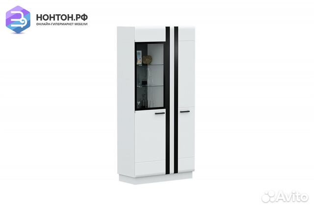 Витрина высокая Магнолия белый глянец