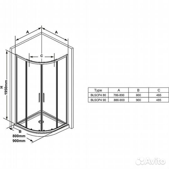 Душевой уголок Ravak Blix Slim 90x90 blscp4-90 про