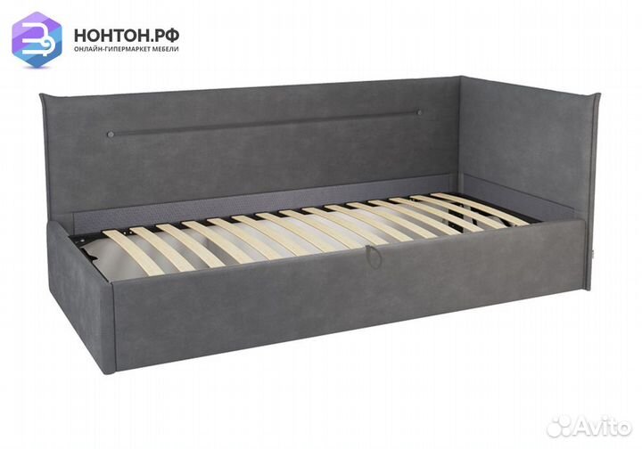 Кровать Альба 0.9 м темно-серая