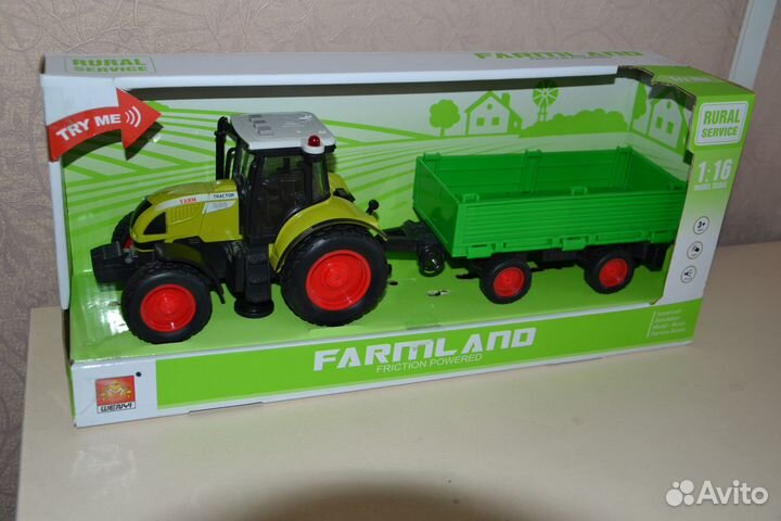 Трактор инерционный со звуком с прицепом