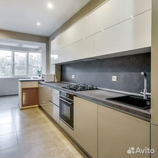 Прямая кухня с мдф фасадами