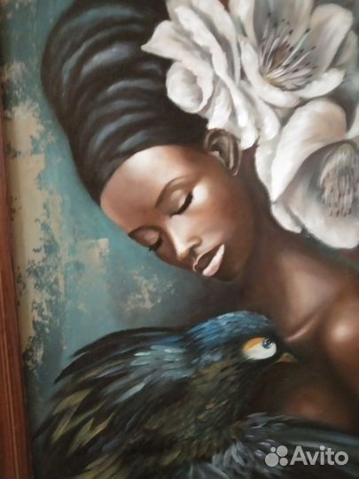 Картина маслом 30/40. Девушка с птицей