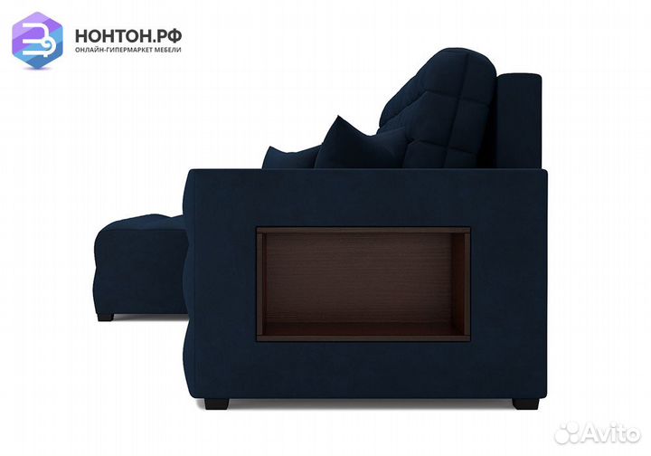 Угловой диван еврокнижка Мадрид велюр темно-синий