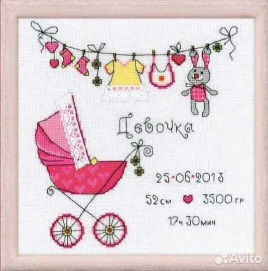 Готовая вышивка метрика, на заказ, ручная работа