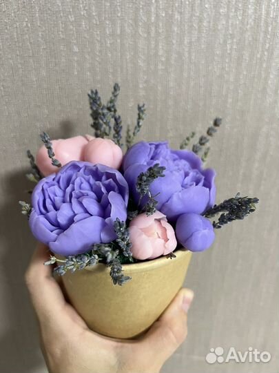 Букет из мыла, пионы