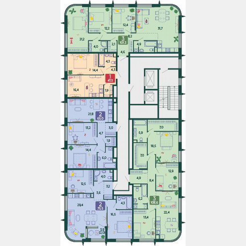 1-к. квартира, 41,3 м², 17/17 эт.