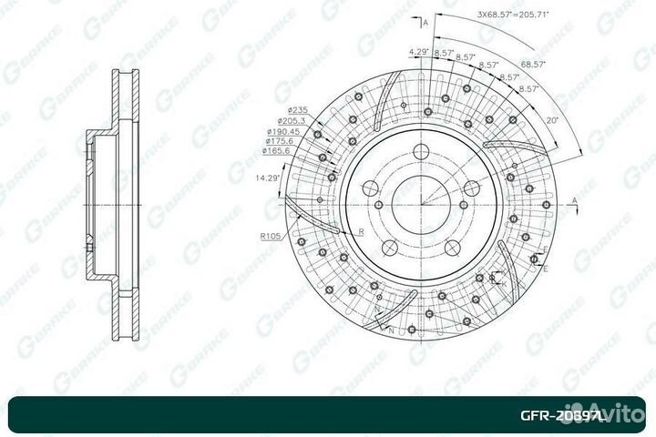 Диск тормозной перфорированный вентилируемый G