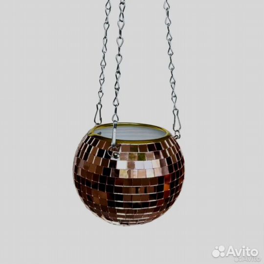 Кашпо из диско шара / кашпо из зеркальной мозаики