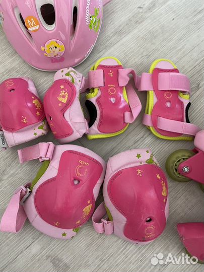 Ролики для девочки, защита (комплект) и сумка