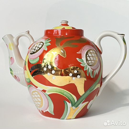 Чайник доливной Дулево СССР фарфор позолота