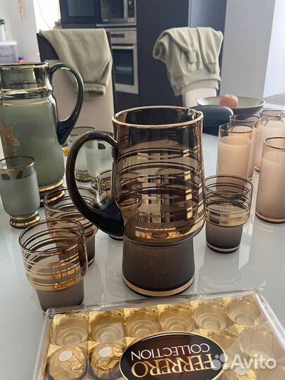 Графин и 5 стаканов богемское сиекло