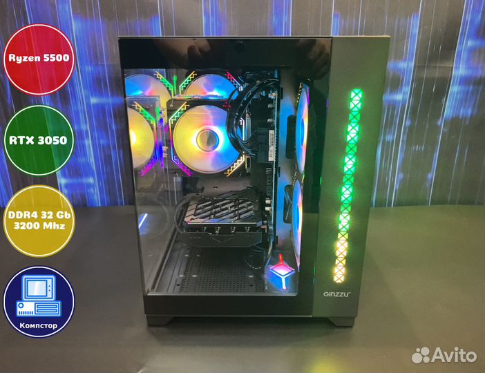Мощный пк AMD5500-RTX3050-32DDR4-FJA4536701928-A520