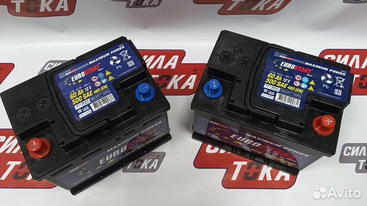 Автомобильный аккумулятор Eurostart 60Ач(сам)