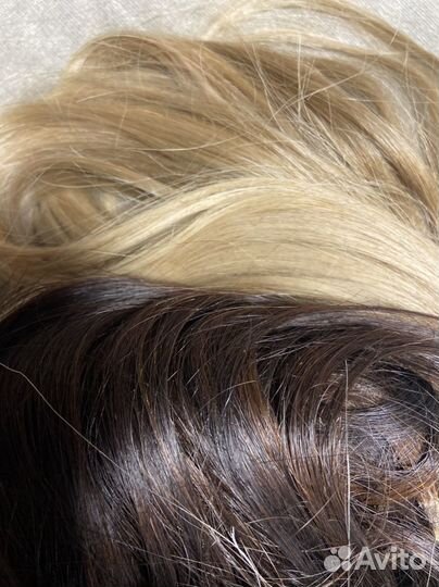 Волосы для наращивания блонд и каштан 50 55 см