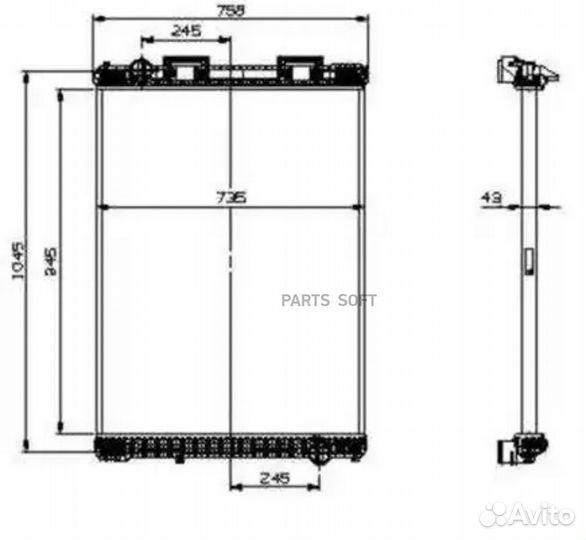 Радиатор MAN F 2000 (94) 945*689*40 (алюминий) без
