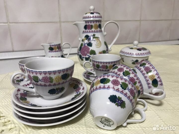 Фарфоровый кофейный сервиз гдр Кахла