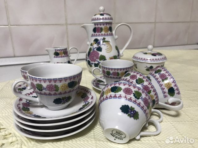 Фарфоровый кофейный сервиз гдр Кахла