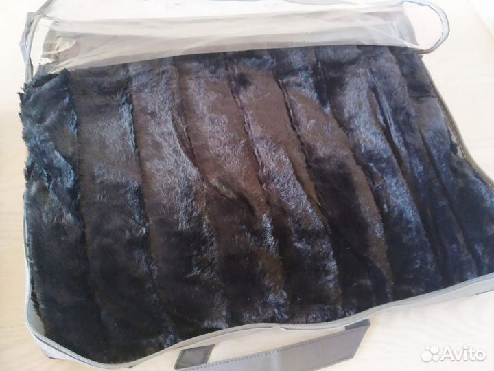 Черный меховой плед норка 200 X 220 двухсторонний