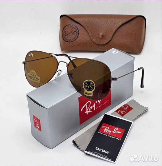 Очки Ray ban Aviator стекло premium унисекс