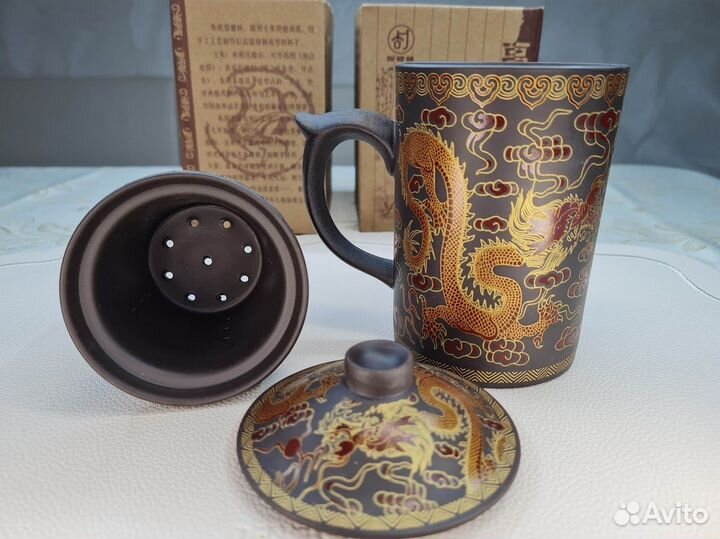 Кружки керамические с крышкой и ситом 350 мл