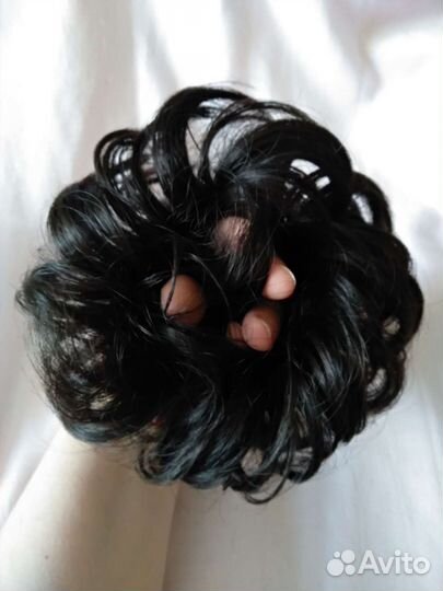 Лот: два шиньона на резинке черный цвет